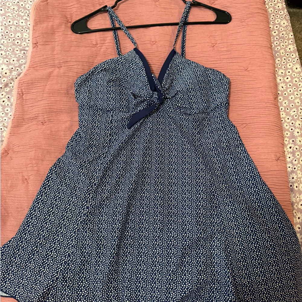 Alisha Levine Blue Gray Halter Sundress